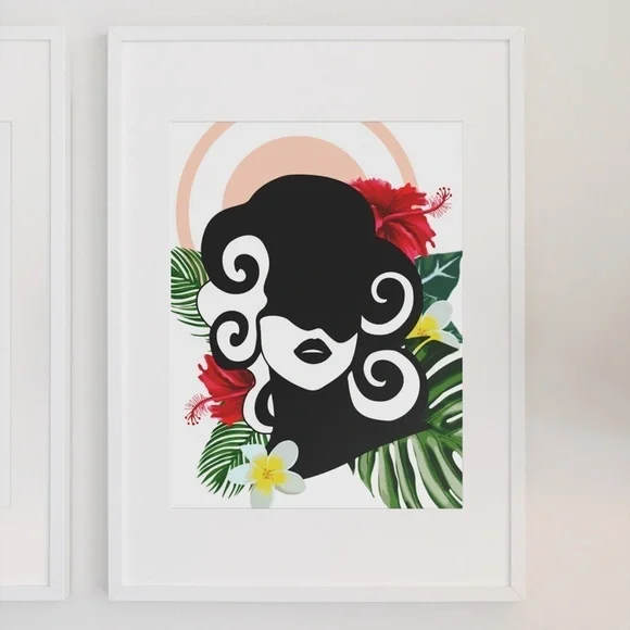 Modern Wall Art Print Tropical Woman Unframed - Picture 5 of 16